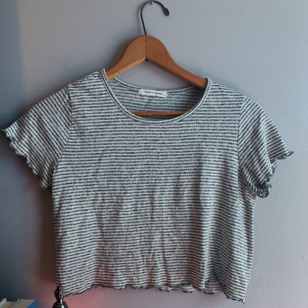 Grey striped crop top